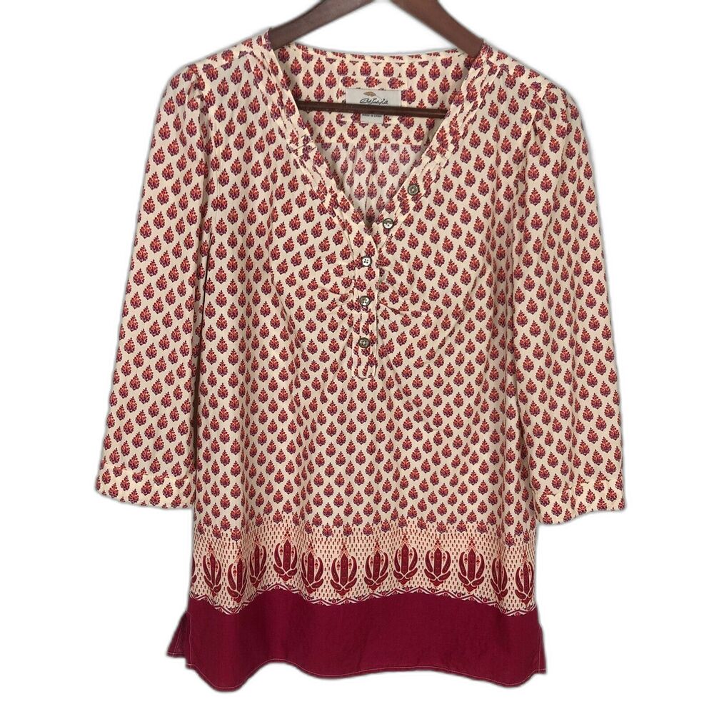 Bob Timberlake Boho Hippie Pink Orange Floral Tunic Women's Size Small